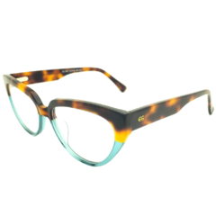 Armação para Óculos Feminino Empório Glasses Tartaruga/Azul Cristal Gatinho EG3401 C17 53