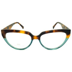 Armação para Óculos Feminino Empório Glasses Tartaruga/Azul Cristal Gatinho EG3401 C17 53