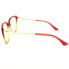 Armação para Óculos Feminino Empório Glasses Vermelho Cristal/Bege Cristal Gatinho EG3399 C8 51