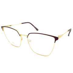 Armação para Óculos Feminino Empório Glasses Vinho/Dourado Geométrico/Gatinho EG4061 C9 54