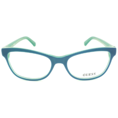 Armação para Óculos Feminino Guess Azul/Verde Cristal Retangular GU2527 087 53