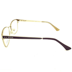 Armação para Óculos Feminino Guess Preto Fosco/Dourado Retangular GU2550 049 52