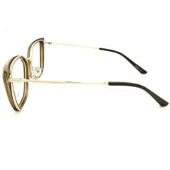Armação para Óculos Feminino Next Marrom Cristal/Dourado Envelhecido Gatinho N81276 C3 51