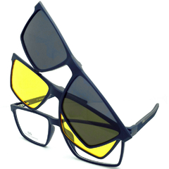 Armação para Óculos Masculino Empório Glasses Azul Opala Fosco Clip-On EG3486 C13 55