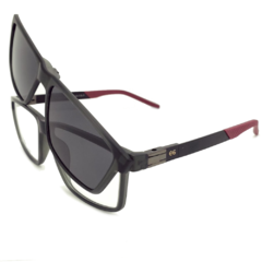Armação para Óculos Masculino Empório Glasses Cinza Fosco Clip-On EG3403 C8 56