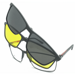 Armação para Óculos Masculino Empório Glasses Preto Fosco Clip-On EG4257 C15 55