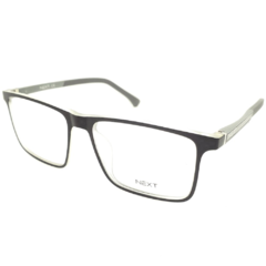 Armação para Óculos Masculino Next Preto/Cinza Cristal Clip-On N81483 C5 56