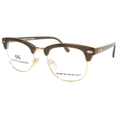 Armação para Óculos Unissex Empório Glasses Marrom Madeira/Dourado Redondo/Quadrado EG957 C1 52