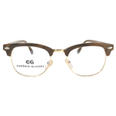 Armação para Óculos Unissex Empório Glasses Marrom Madeira/Dourado Redondo/Quadrado EG957 C1 52