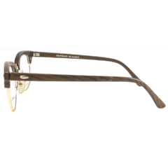 Armação para Óculos Unissex Empório Glasses Marrom Madeira/Dourado Redondo/Quadrado EG957 C1 52