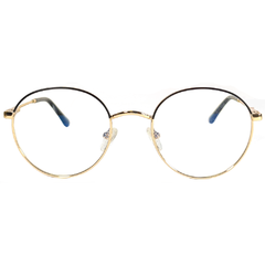 Óculos de Grau Feminino Empório Glasses Dourado/Preto Redondo EG4119 C5 51