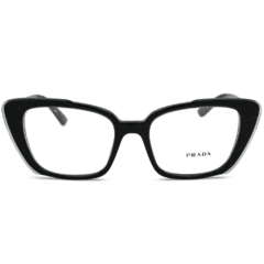 Óculos de Grau Feminino Prada Marmorizado Preto e Branco Borboleta VPR01Y 09V-1O1 53