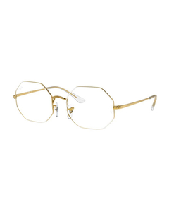 Óculos de Grau Feminino Ray-Ban Branco/Dourado Octagonal RX1972V 3104 54