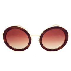Óculos de Sol Feminino Carmim Marrom Rajado/Dourado Redondo CRM42338 C4 49