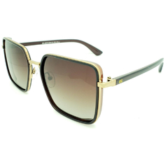 Óculos de Sol Feminino Empório Glasses Marrom Cristal/Dourado Envelhecido Quadrado EG22019 C4 56