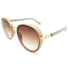 Óculos de Sol Feminino Empório Glasses Nude/Dourado Redondo EG22018 C6 58