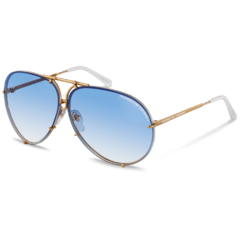 Óculos de Sol Feminino Porsche Design Dourado/Branco Aviador/Troca de Lente P8478 W 66