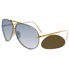 Óculos de Sol Feminino Porsche Design Dourado/Branco Aviador/Troca de Lente P8478 W 66