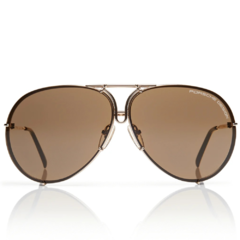 Óculos de Sol Feminino Porsche Design Dourado Envelhecido Aviador/Troca de Lente P8478 A 66