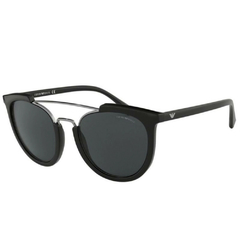 Óculos de Sol Masculino Emporio Armani Preto/Prata Piloto EA4122 5017/87 53