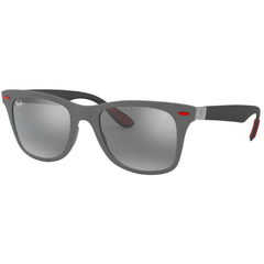Óculos de Sol Masculino Ray-Ban Cinza Fosco New Wayfarer Ferrari RB4195M F605/6G 52