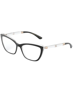 Óculos de Grau Feminino Dolce&Gabbana Preto/Cristal Gatinho DG5054 675 56