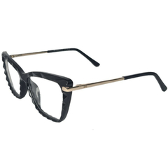 Armação para Óculos Feminino Empório Glasses Preto Brilho Gatinho EG3272 C5 54