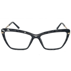 Armação para Óculos Feminino Empório Glasses Preto Brilho Gatinho EG3272 C5 54