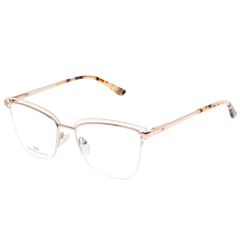 Armação para Óculos Feminino Empório Glasses Dourado/Branco Retangular EG4137 C1 53