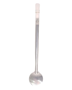 Bomba de Chimarrão G252 Chata com Gravação 24 cm em Aço Inox Cavalo