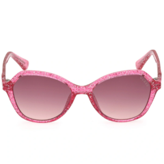Óculos de Sol Infantil Guess Rosa Cristal/Glitter Gatinho/Redondo GU9239 74F 48