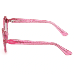 Óculos de Sol Infantil Guess Rosa Cristal/Glitter Gatinho/Redondo GU9239 74F 48