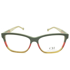 Armação para Óculos Unissex Carolina Herrera Verde Musgo/Vermelho/Nude Cristal Quadrado VHE613 0AT 53