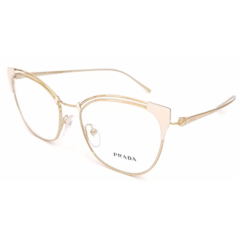 Óculos de Grau Feminino Prada Dourado/Off White Gatinho VPR62U YDD-101 51