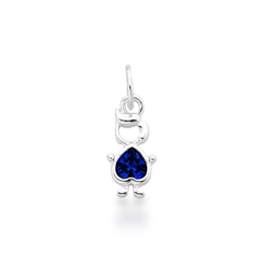 Pingente Menino Coração Zircônia Azul 15mm