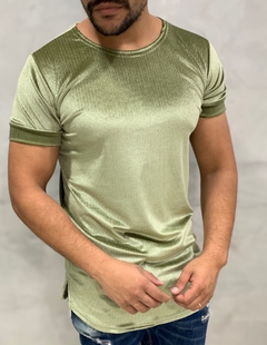 camiseta long line de veludo verde esmeralda - store95