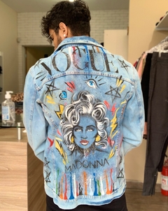 jaqueta jeans destroyed personalizada - Madonna