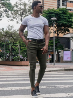 calça alfaiataria - verde militar - comprar online