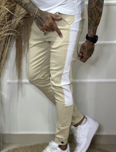 calça bengaline creme com faixa - store95