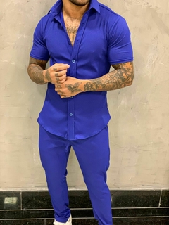 conjunto masculino canelado azul royal