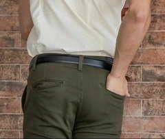 calça alfaiataria masculina sarja skinny verde miitar - store95