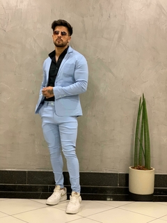conjunto blazer masculino + calça azul claro