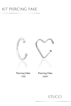 Kit Piercing Fake Liso + Love
