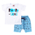 Conjunto Curto Blusa Branca Estampada e Bermuda Azul Tigre Bebê Menino - comprar online