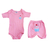 Conjunto Body e Short de Bebê Pink Bordado de Cupcake - comprar online
