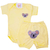 Conjunto Body e Short de Bebê Amarelo Bordado de Coala
