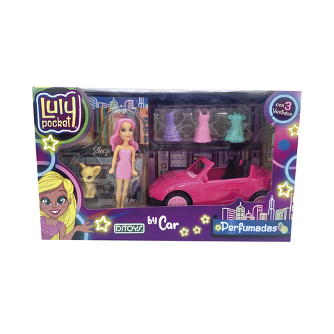 Muñeca "Luly Pocket" con auto y accesorios - DITOYS