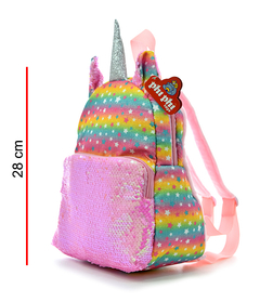 Mochila diseño de unicornio con lentejuelas 28cm - comprar online