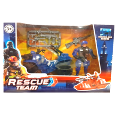 Set de policía: cuatriciclo + figuras y accesorios "Rescue Team"