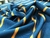 Crepe Fourway Estampado Listrado Azul Laranja - 95% Poliéster 5% Elastano - 1,47 Metros de Largura - 74g/m² - comprar online